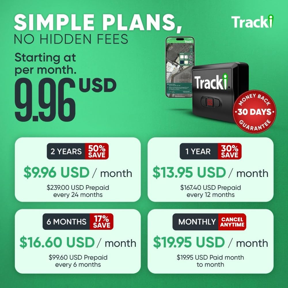 Tracki Universal GPS Tracker for Vehicles, Real Time Tracking | 4G LTE, Unlimited Distance, Smart Alerts, Super Small, Subscription Required, Cancel Anytime