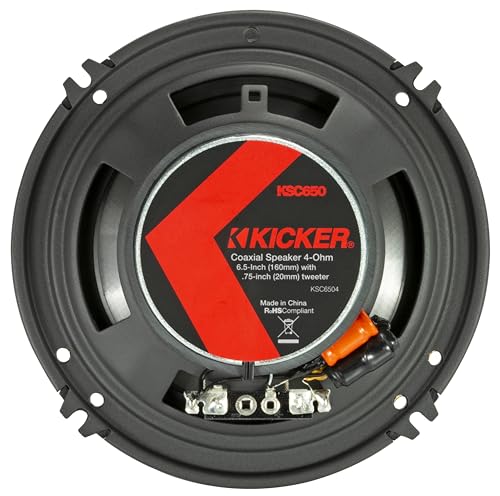 KICKER 51KSC6504 KS-Series 6.5" Coaxial Speakers with .75" tweeters, 4-Ohm, Pair