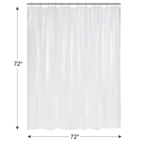 AmazerBath Plastic Shower Curtain Clear Premium PEVA, Clear Shower Curtain Heavy Duty 8G, Weighted Shower Curtains for Bathroom Accessories with 3 Big Stones and 12 Rustproof Grommets, 72x72 Inches