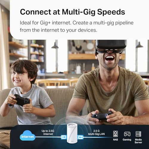 Deco 7 Pro Tri-Band WiFi 7 BE10000 Whole Home Mesh System 6-Stream 10 Gbps | 4 x 2.5G Ports Wired Backhaul, 4 x Smart Internal Antennas, Up to 7,600 Sq.ft, VPN, HomeShield, AI-Roaming (BE63 3-Pack)