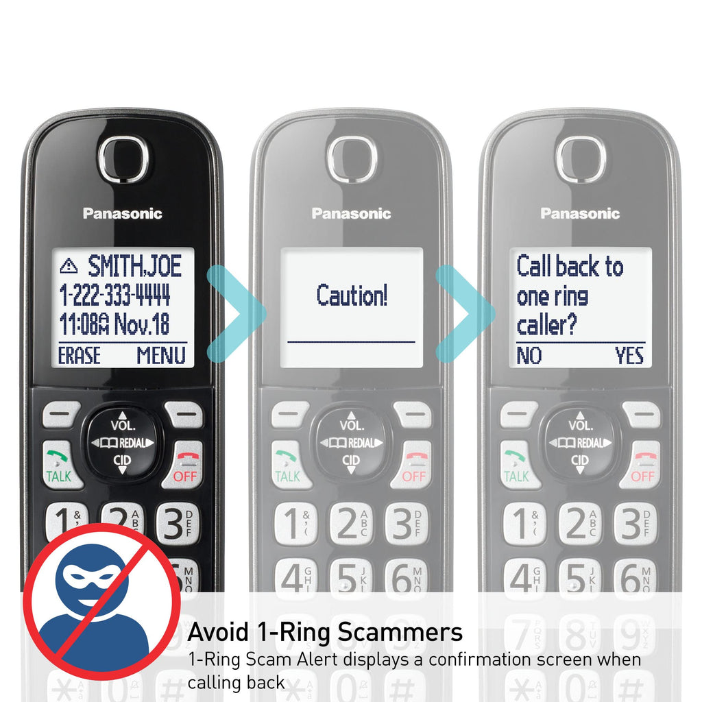 Panasonic Cordless Phone with Answering Machine, 2 Handsets Landline Phone | Home phones landline cordless featuring an answering machine, call block and caller ID, Metallic Black, KX-TGD832M