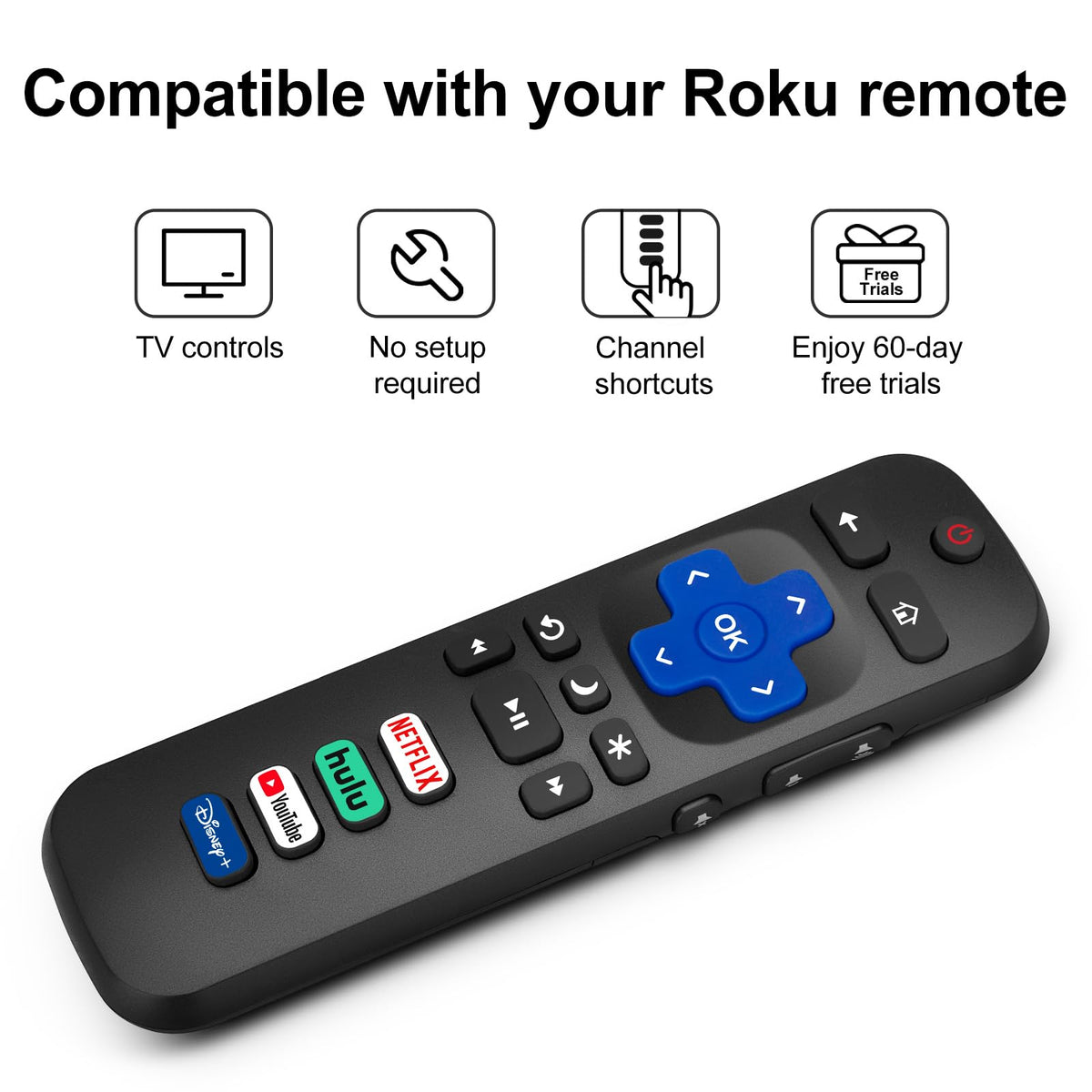 (2 Pack) Replacement Remote Control for Roku TV, for TCL Roku/Onn Roku TVs | for Hisense Roku/Sharp Roku/Element Roku/Westinghouse Roku/Philips Roku Smart TV (Not for Stick & Box) Ready Out of the Box