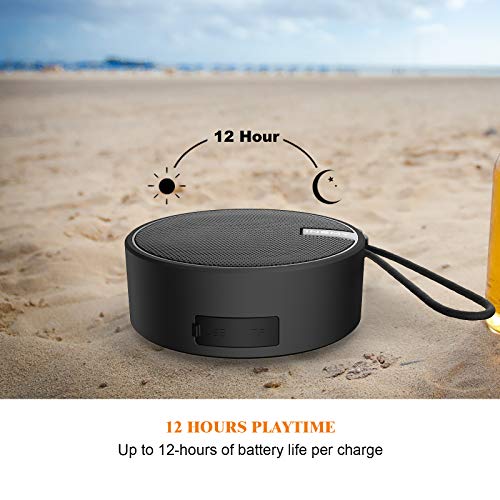 INSMY C12 IP67 Waterproof Shower Bluetooth Speakers Portable Small Speaker | Speakers Bluetooth Wireless,Loud Clear Sound,Support TF Card,Suction Cup,for Outdoor Kayak Canoe Beach Gift (Black)