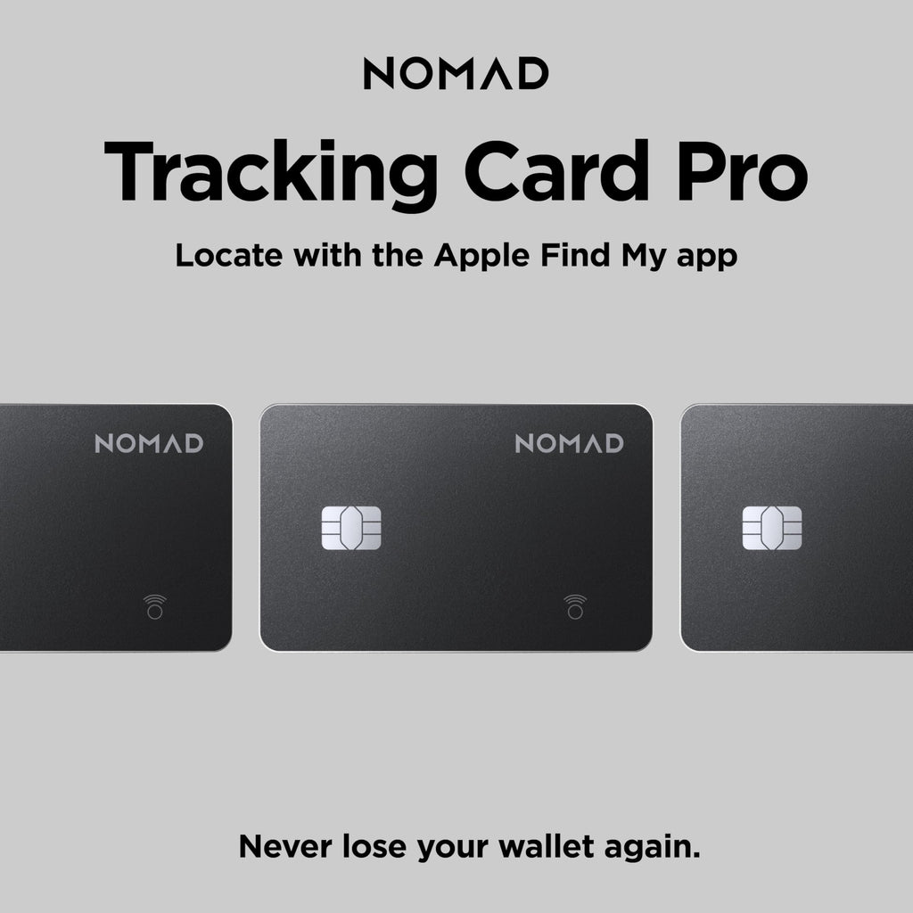 Nomad Tracking Card Pro Black, Premium Wallet Tracker with Apple Find My, 16-Month Battery Life, IPX7 Waterproof, Polycarbonate and Aluminum Design, TSA Approved, Wireless Rechargeable, iOS Only