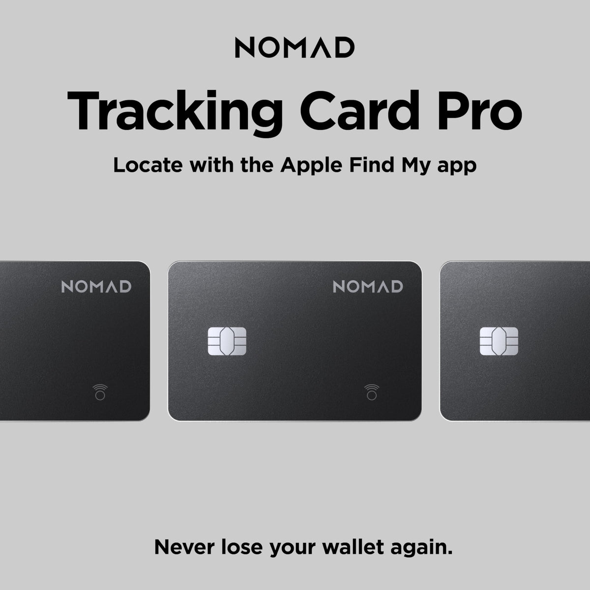 Nomad Tracking Card Pro Black, Premium Wallet Tracker with Apple Find My, 16-Month Battery Life, IPX7 Waterproof, Polycarbonate and Aluminum Design, TSA Approved, Wireless Rechargeable, iOS Only
