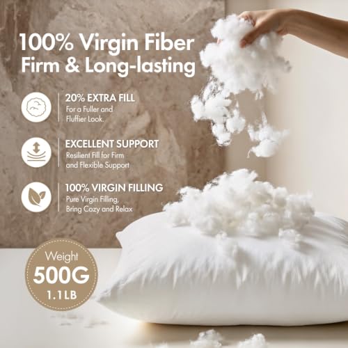 MIULEE 18x18 Pillow Inserts 4 Pack, 100% Virgin Fiber Filling Throw Pillows | Decorative Pillows for Sofa Bed Couch, Firm and Full Pillows, Excellent Support, Soft Brushed Fabric