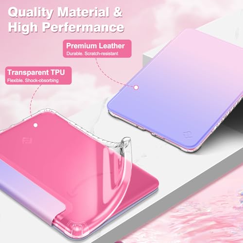 Fintie Clear Case for 7" Kindle Paperwhite 12th Gen 2024 & Kindle Colorsoft | Soft Light TPU Cover, Transparent Back, Scratch-Proof, Auto Wake/Sleep, for Paperwhite 2024 12th Generation, Fantasy Ombre
