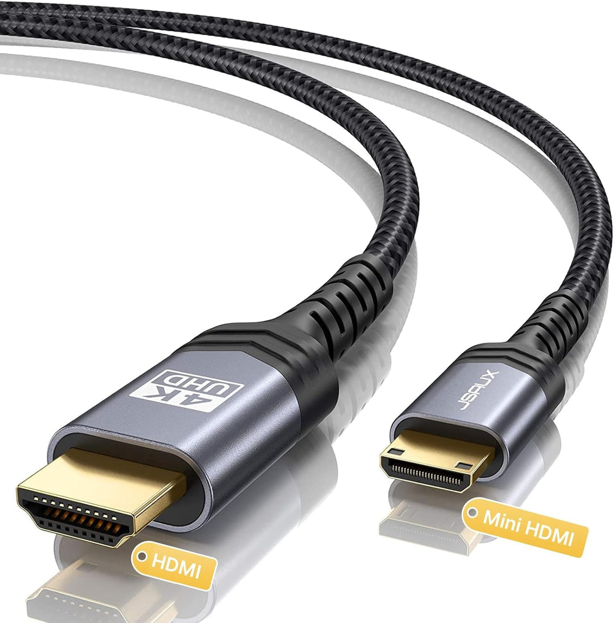JSAUX Mini HDMI to HDMI Cable 6FT, [Mini HDMI][Aluminum Shell, Braided] High Speed 4K 60Hz HDMI 2.0 Cord, Compatible with Camera, Camcorder, Tablet and Graphics/Video Card, Laptop, Raspberry Pi Zero W