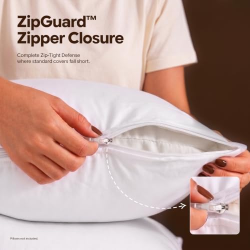 Ultimate Comfort Pillow Protectors with Zipper Standard Size - Set of 4 | Bed Bug & Dust Mite Proof Pillow Cases - 100% Waterproof, Soft & Moisture Wicking Pillow Encasements by Utopia Bedding