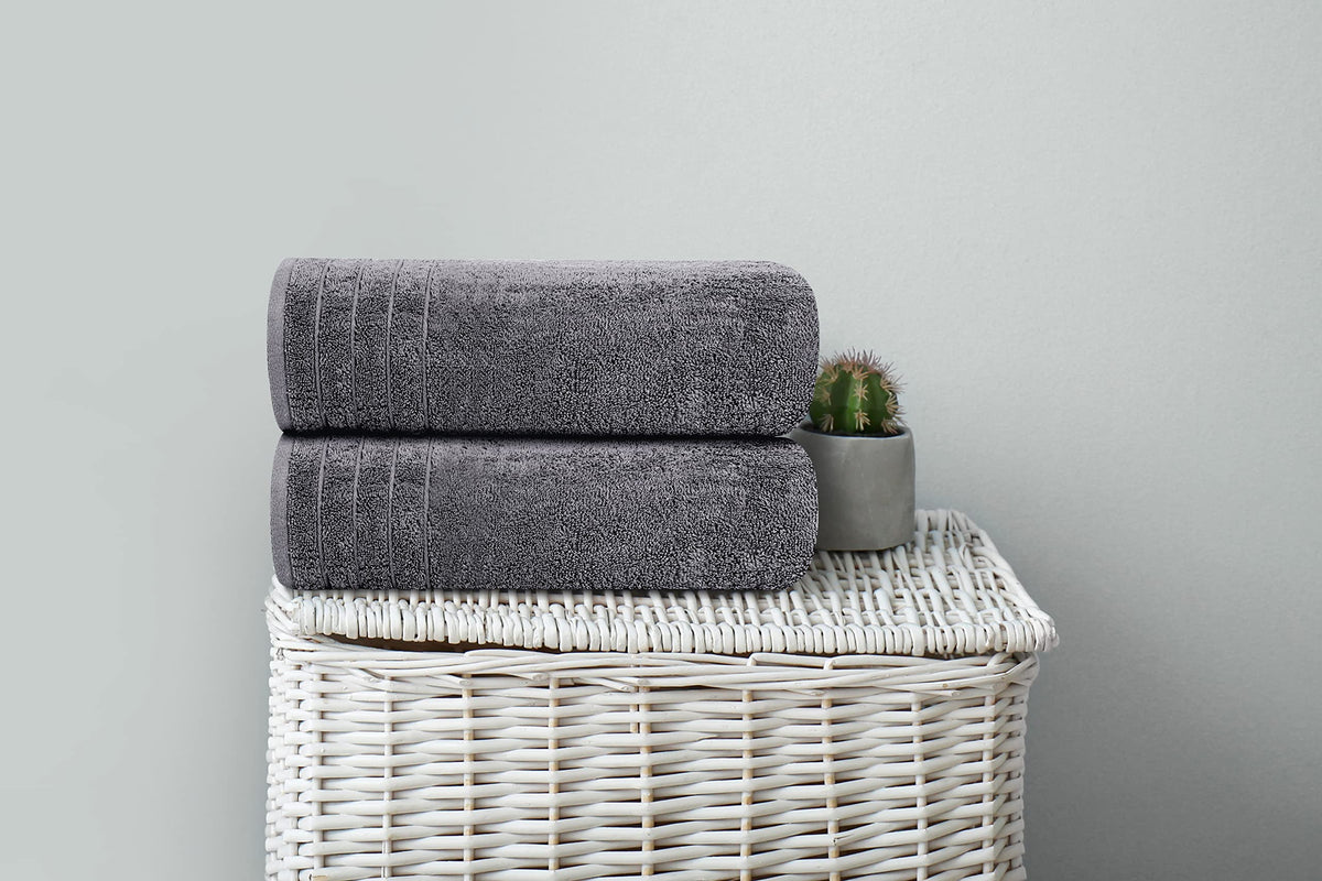 Tens Towels 4 Piece Extra Large Bath Towels 30 x 60 Inches, Dark Grey | 100% Cotton, Larger & Lighter Weight, Quicker to Dry, Super Soft and Absorbent, Perfect for Bathroom