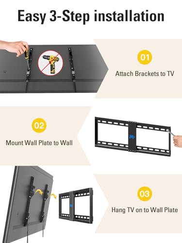 Mounting Dream Tilting TV Wall Mount for Most 37-90 Inch TVs up to 132lbs | Low Profile TV Mount Fits 16", 18", 24" Studs, Max VESA 600x400mm, Wall Mount TV Bracket with Quick Lock & Release, MD2268-LK