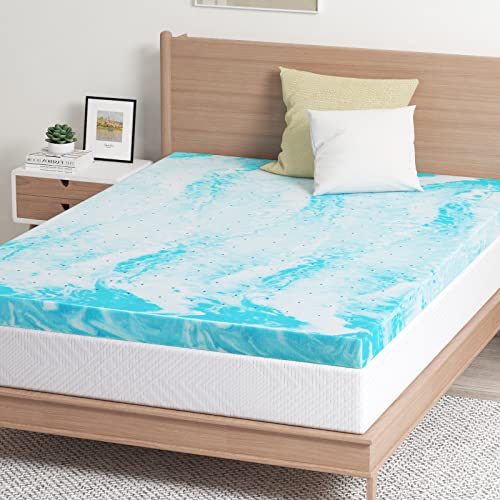 EGO 3 Inch Queen Mattress Topper Gel Memory Foam for Pressure Relief | Cooling Gel Infused, Ventilated Design Bed Topper in a Box, CertiPUR-US Certified, 80"Lx60"W