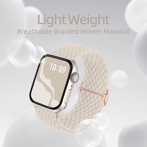 4 Pack Braided Stretchy Band Compatible with Apple Watch Bands Women Men | 40/41/38/42/44/45/46/49mm Breathable Nylon Elastic Daily Use Straps for iWatch Series 12 11 10 9 8 7 6 5 4 3 SE Ultra 4-1