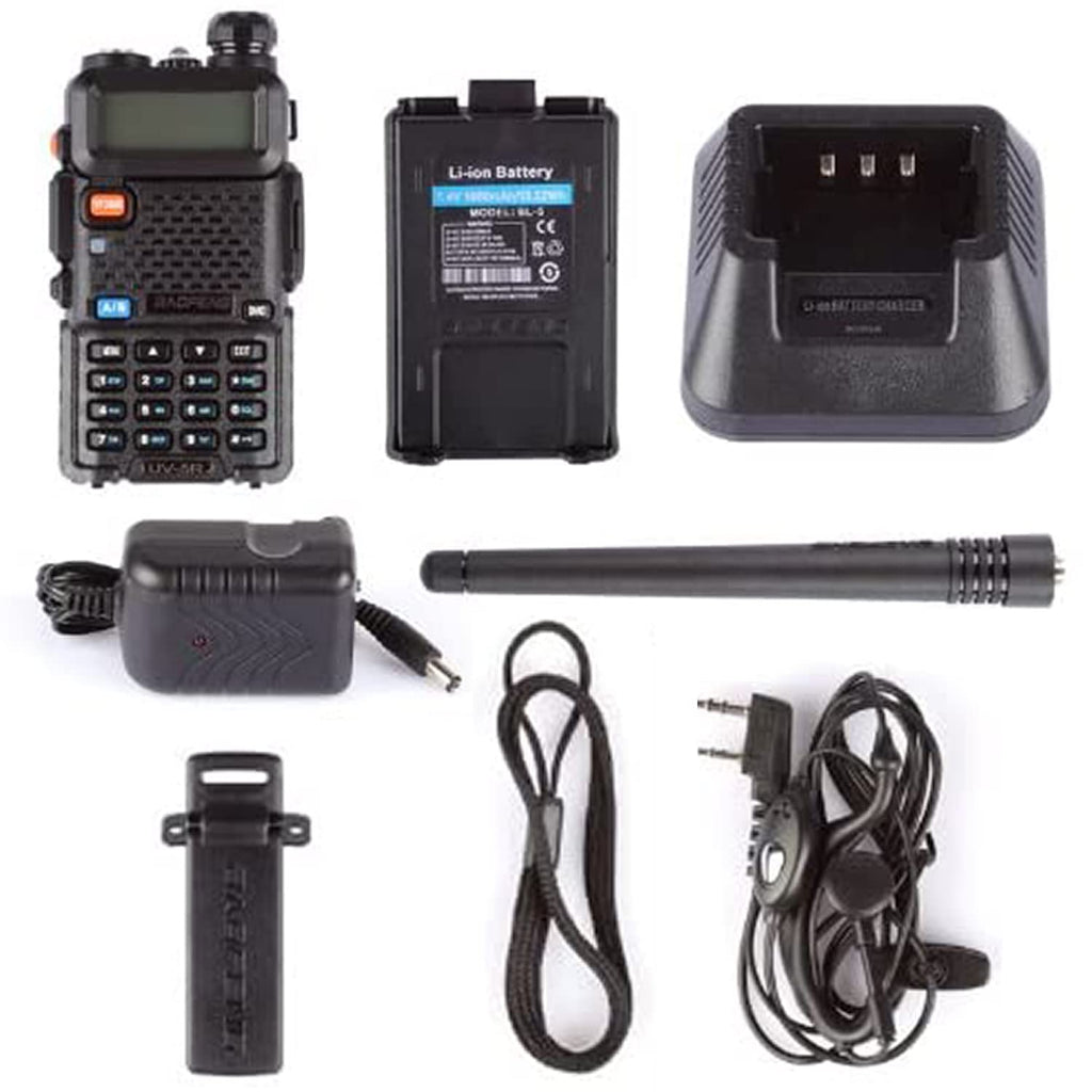 Baofeng UV-5R Ham Radio Handheld, Dual Band Two Way Radio (Black) | 144-148MHz 420-450Mhz Walkie Talkie, 1800mAh Li-ion Battery, Portable for Outdoor Hiking Camping Emergency Backup