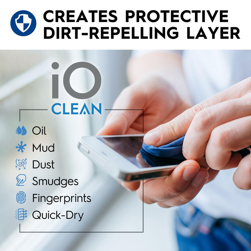 iO CLEAN 16oz Screen Cleaner Spray – Best Large Cleaning Kit | for LCD, LED & OLED TV, Smartphone, iPad, Laptop, Touchscreen, Computer Monitor, Microfiber Cloth Wipes & 2 Nozzles