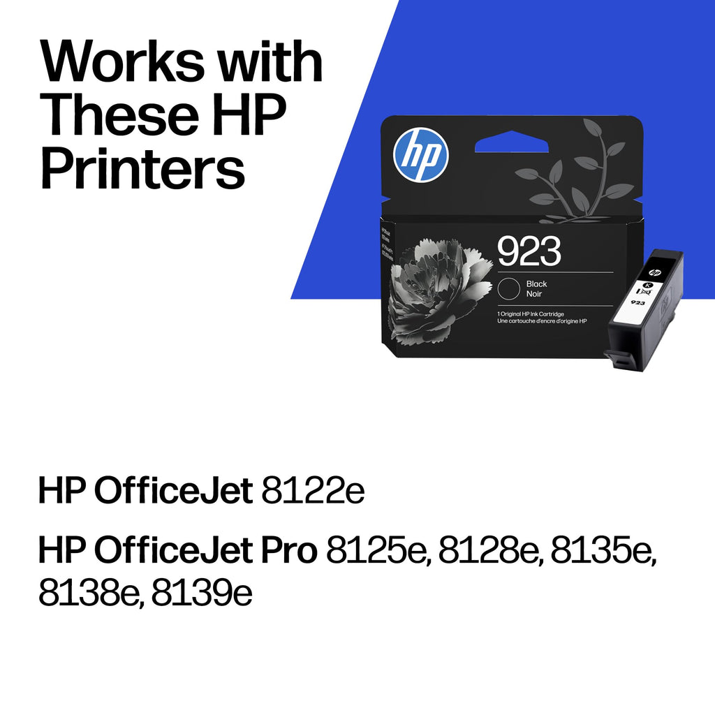 HP 923 Black Ink Cartridge | Works with OfficeJet 8120, Pro 8130 Series | 4K0T3LN