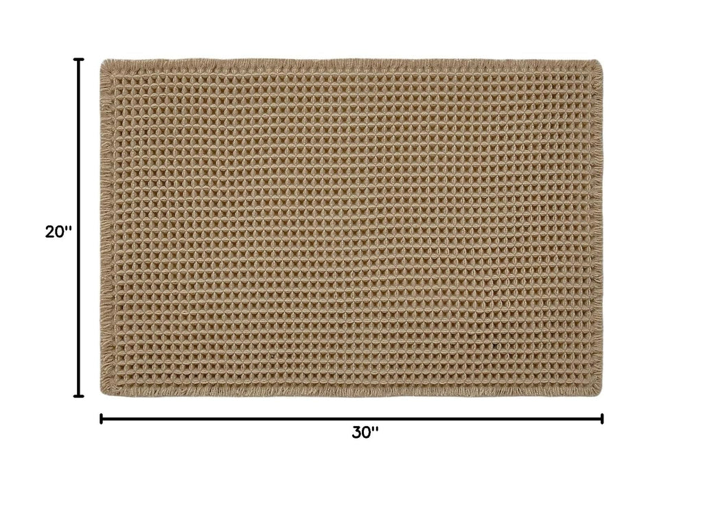 TYUU Waffle Bath Mat, Boho Bathroom Rugs Non Slip Washable, 30x20 Khaki | Super Absorbent Quick Dry Bath Rug, Non-Slip Backing, Soft Waffle Boho Farmhouse Bathroom Mats, Tub, Shower & Home Decor