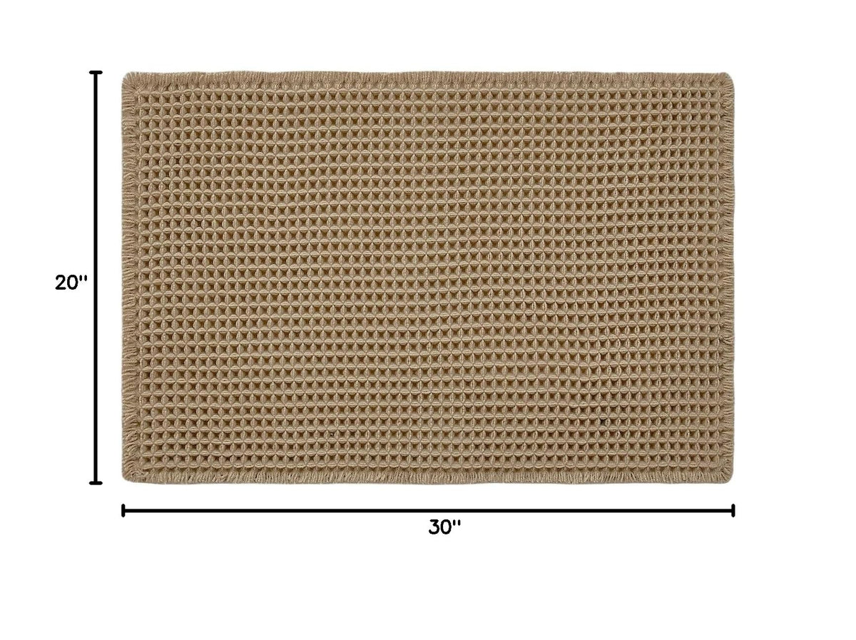 TYUU Waffle Bath Mat, Boho Bathroom Rugs Non Slip Washable, 30x20 Khaki | Super Absorbent Quick Dry Bath Rug, Non-Slip Backing, Soft Waffle Boho Farmhouse Bathroom Mats, Tub, Shower & Home Decor