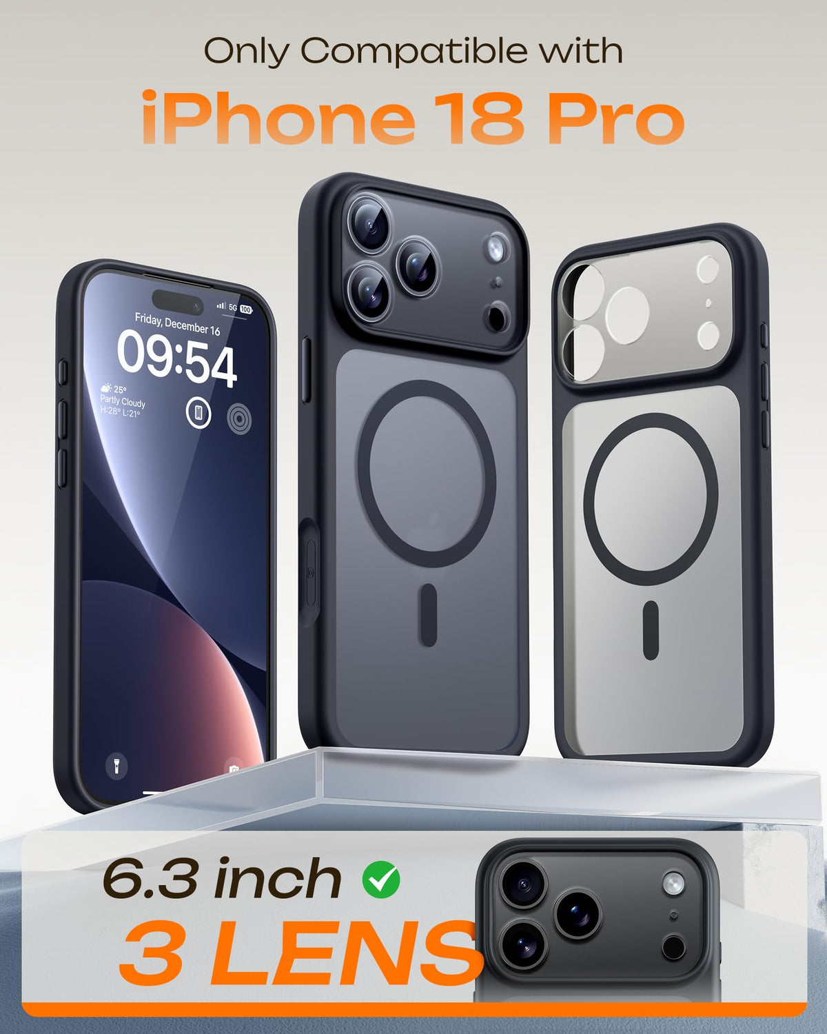 TOCOL for iPhone 18 Pro Case, Compatible with MagSafe, Black | Built-in Magnets, Camera Control Cover, Full Camera & Military-Grade Protection Anti-Slip Slim Translucent Matte Phone Case