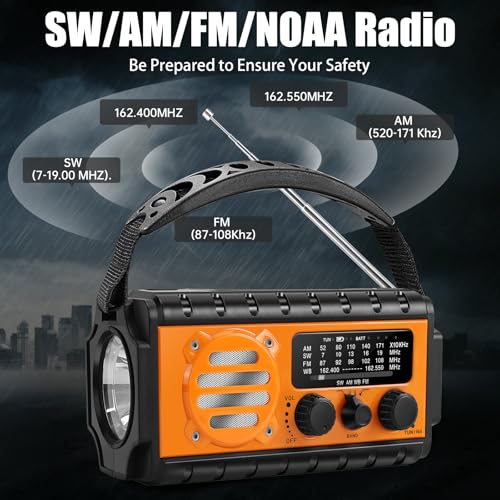 QAUYYW Solar Hand Crank Emergency Radio, 20000mAh AM FM NOAA Weather Radio