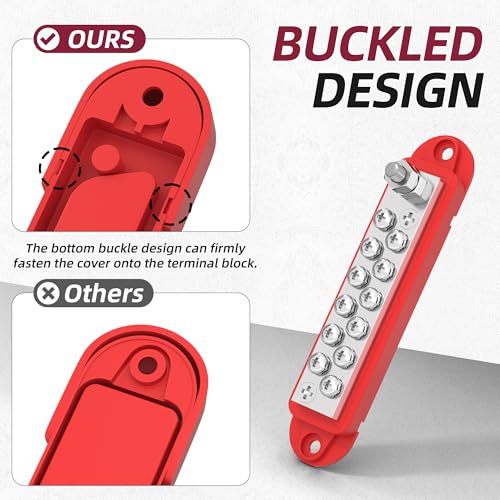 RVBOATPAT Power Distribution Block 12V 150A 1/4" Stud Marine Bus Bar 12 Volt DC Battery Busbar for Boat Automotive Solar Wiring