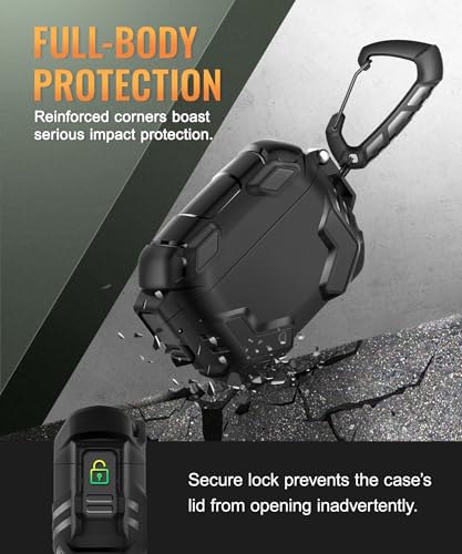 MOBOSI for AirPods Pro 3 Case, Fit for MagSafe, Black | Compatible with AirPods Pro 3rd Gen Cover, Military Grade Protection Shell with Lock, Cleaner Kit&Keychain for Men(2025)
