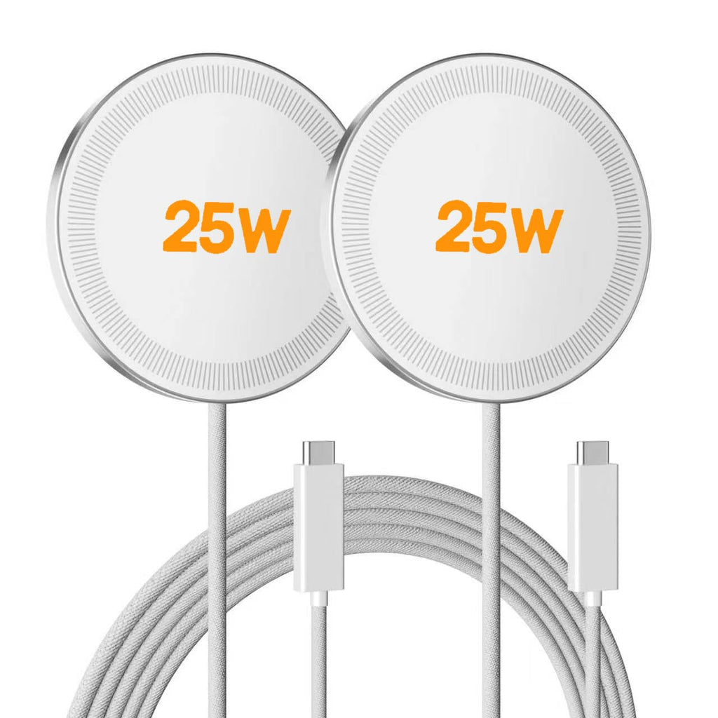 MagSafe 25W Wireless Charger for Apple Magnetic Fast Charging Pad | Compatible for iPhone Duo 18 17 17e 16 16e 15 14 13 12 Pro Max - AirPods-Slim Portable for Travel Bedside - 2 Pack, White