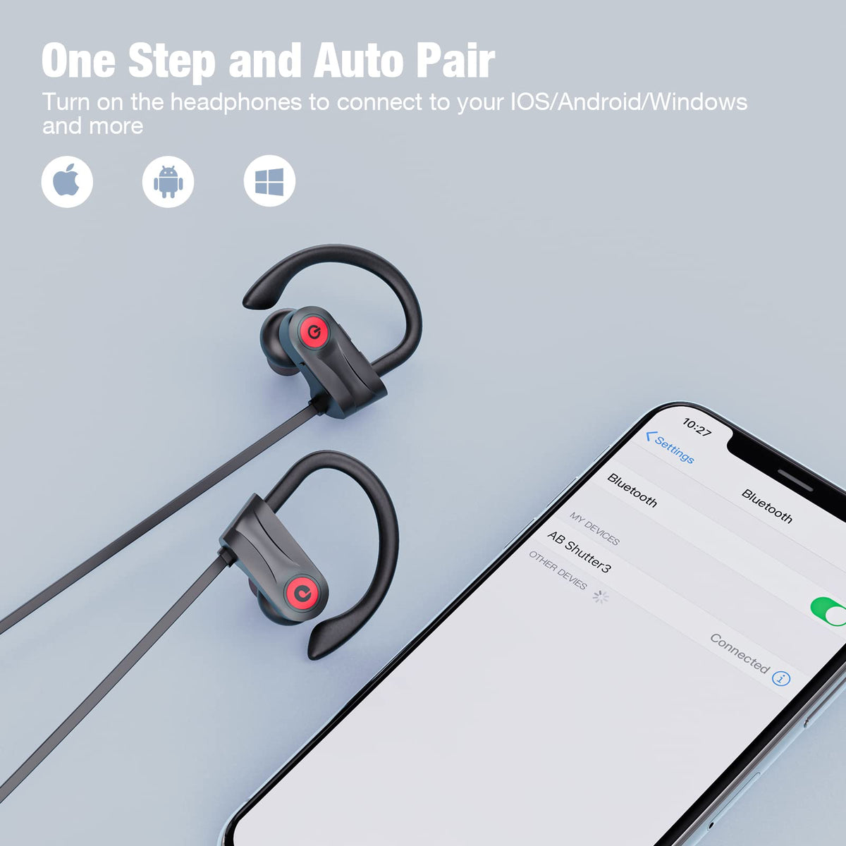 Boean Bluetooth Headphones, Wireless Headphones with AI Music Generation | 16 Hours Playtime Wireless Earbuds with Bluetooth 5.3 HD Stereo Sound, IPX7 Waterproof Running Headphones for Workout Sports