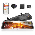 WOLFBOX G840S 12" 4K Mirror Dash Cam Backup Camera with 32GB Card and GPS | 5.8GHz WiFi Smart Rearview Mirror for Cars & Trucks, Front and Rear View Dual Cameras, Night Vision, Parking Assistance