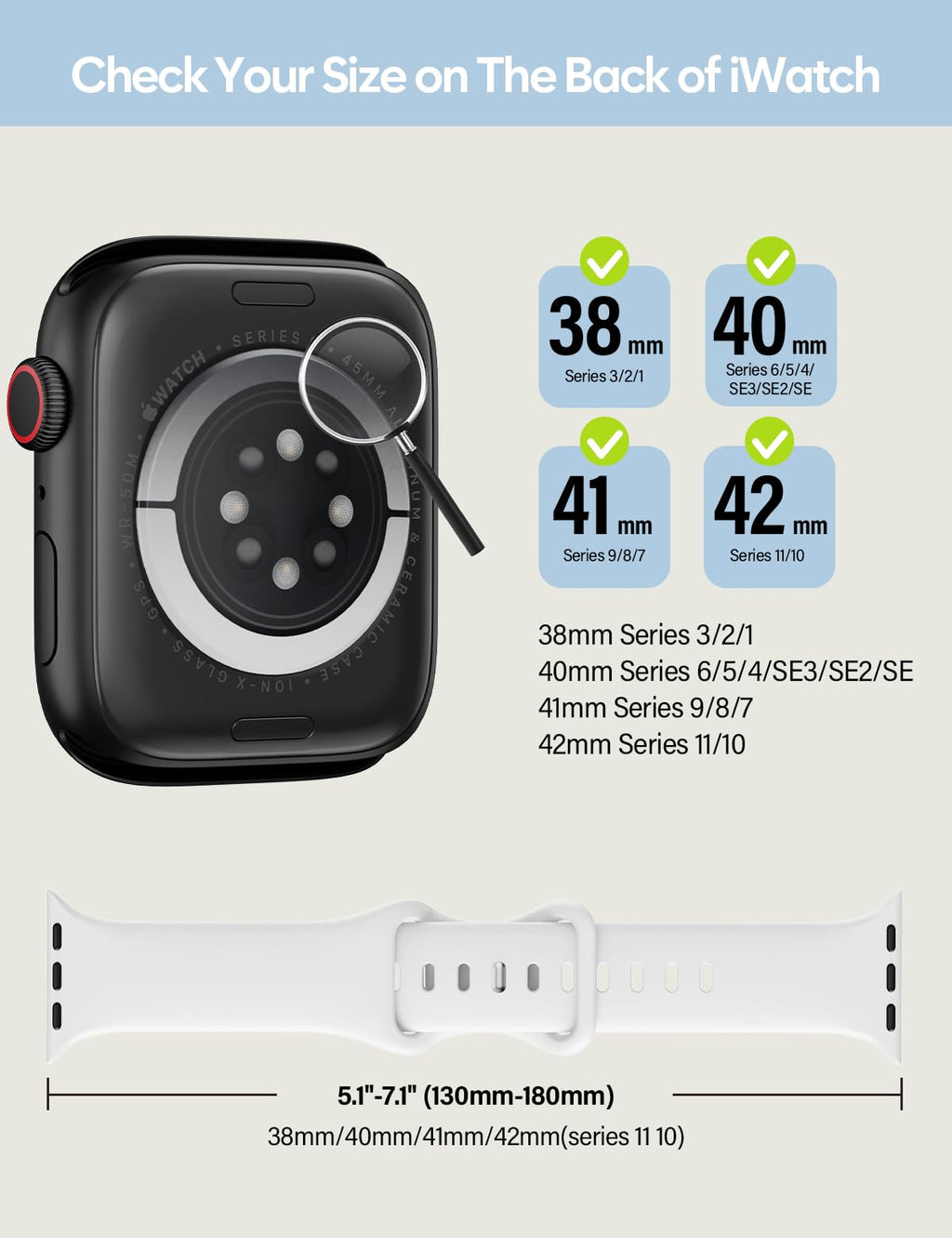 Sport Silicone Band Compatible with Apple Watch Bands for Women Men | 40mm 38mm 41mm 44mm 45mm 42mm 46mm 49mm Soft Waterproof Sport Strap for iWatch Bands Series 12 10 11 9 8 7 6 5 4 3 2 SE Ultra
