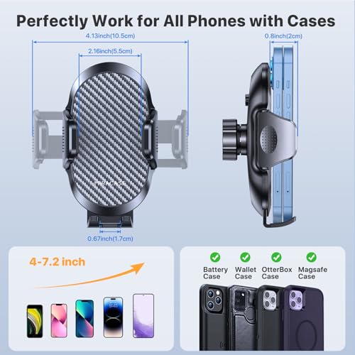 Miracase Phone Holders for Your Car with Metal Hook Clip, Air Vent Cell Phone Stand Car Mount, Universal Automobile Cradle for Garmin GPS Fit iPhone Android and All Smartphones, Dark Black