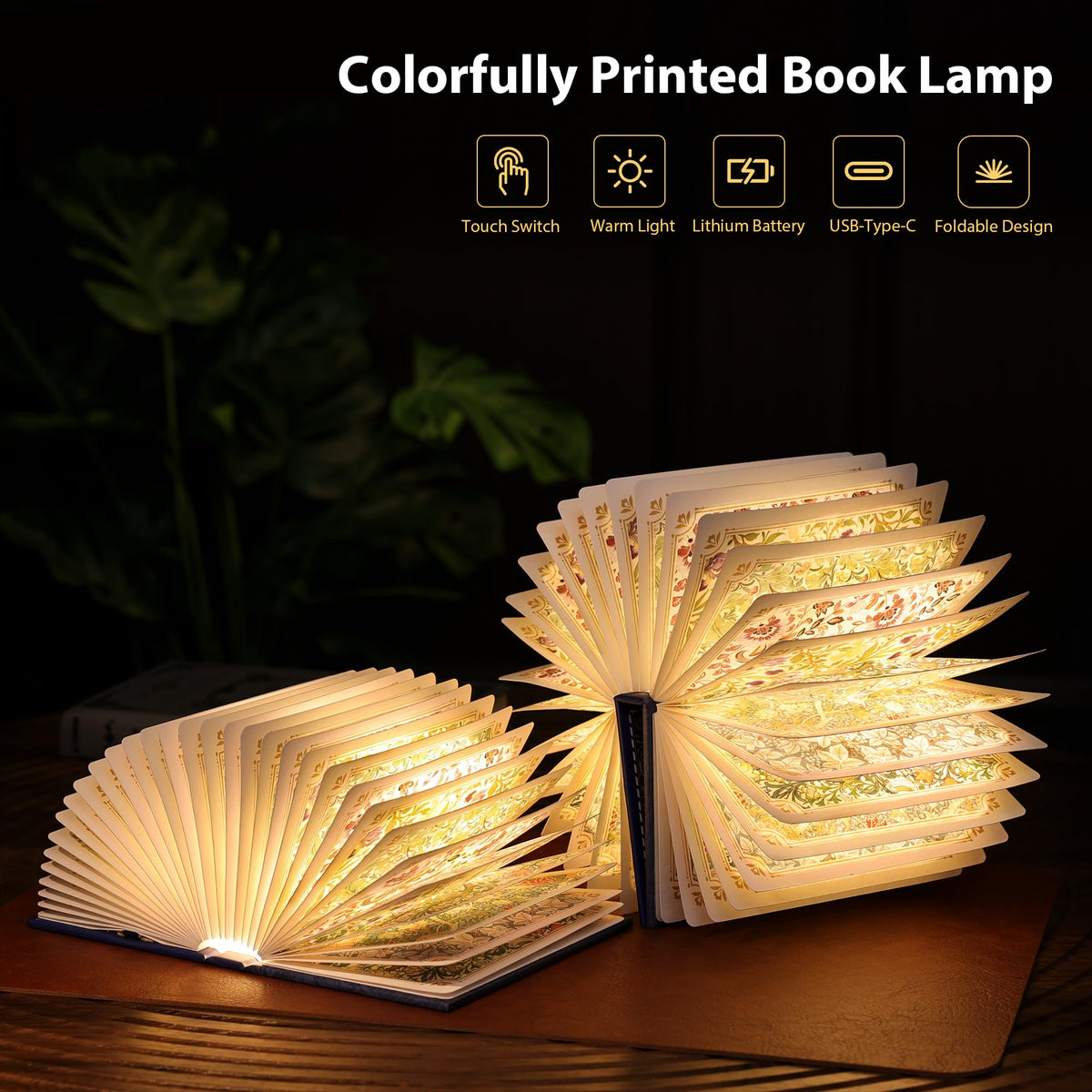 Ba suns Book Lamp Decor, Gift for Book Lovers, Rechargeable Book Light | Reading Light, Portable Paper Lamp with Touch Control, Decor for Home Library Bookshelf, Gift for Women Readers (Blue)