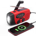 RunningSnail Hand Crank Radio with Flashlight, NOAA/AM/FM Emergency Radio | 2000mAh/7400mWh,Lightweight&Compact,Bright LED Flashlight,Cranked,Solar Power,USB-C,for Power Outage,Emergencies,Camping,Red