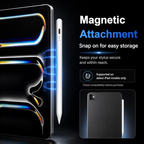 HATOKU Stylus Pen for Apple iPad 2018-2026 Magnetic for Note-Taking Drawing | 15Min Fast Charge iPad Pencil with High Precision, Tilt Sensitivity, Palm Rejection on iPad 6-11/Air/Pro/Mini, No Pairing
