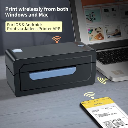 JADENS Bluetooth Thermal Shipping Label Printer, Wireless 4x6 Label Printer | Compatible with Android, iPhone, Windows & Mac, Widely Used for, Amazon, Shopify, Etsy, USPS(Blue)