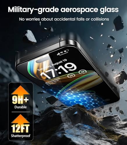 EZ-GLAZ-4 Pack for iPhone 17 Pro Max Privacy Screen Protector (6.9") | 26° Privacy Protection, 12FT Military Grade Shatterproof, 9H+ Tempered Glass Film with Flawless Fit Box, Scratch Resistant