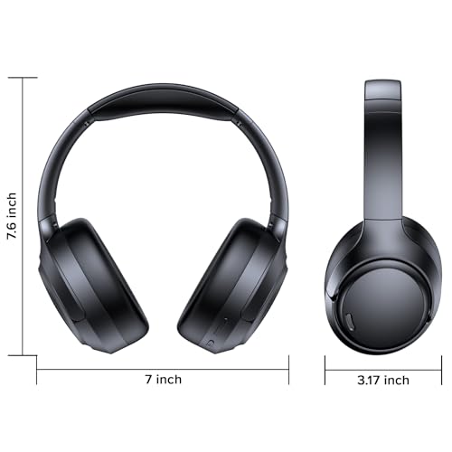 Hybrid Active Noise Cancelling Headphones 120H Playtime 6 ENC Clear Call Mic, Over Ear Headphones Wireless with Hi-Res Audio Comfort Earcup Low Latency ANC Bluetooth 6.0 Headphones for Travel Workout