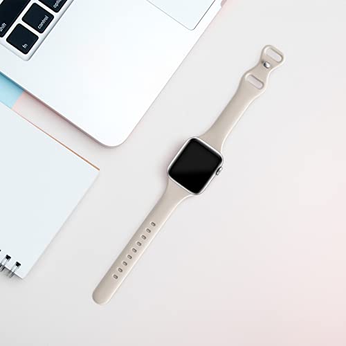 Thin Slim Silicone Band Compatible with Apple Watch Women Men, Starlight | 38mm 40mm 41mm 42mm 44mm 45mm 46mm 49mm, Soft Sport Strap Wristbands for iWatch Series 12/11/10/9/8/7/6/5/4/3/2/1 SE Ultra