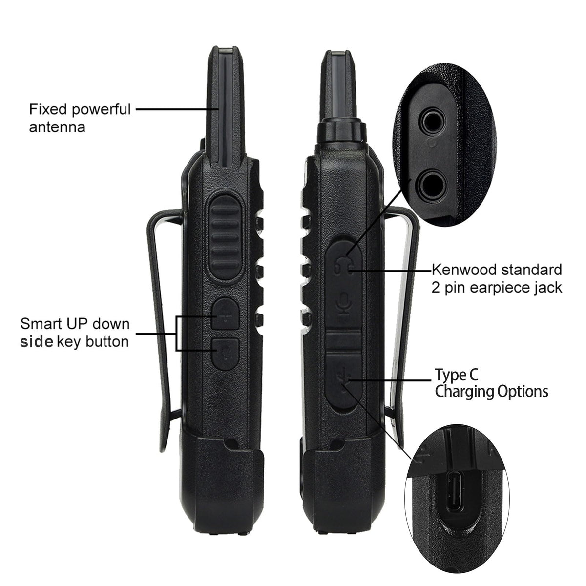 Retevis RT22 Compact & Lightweight FRS Walkie Talkies Long Range (4 Pack) | For Small Business, Camping, Hiking, Cruise, Safe Short Antenna, Comfortable to Carry, Loud & Clear Audio, USB-C