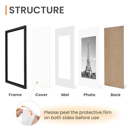 upsimples 8x10 Picture Frames, Gallery Wall Frames Set of 5, Black | Photo Frame Collage Wall Decor, 8 x 10 Frame, 5x7 Frame with Mat for Family, Baby, Hallway, Christmas