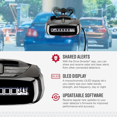 Cobra RAD 480i Laser Radar Detector, Long Range Detection, Bluetooth, Black | Apple CarPlay and Android Auto Compatible, LaserEye Front and Rear Detection, Digital Signal Processing