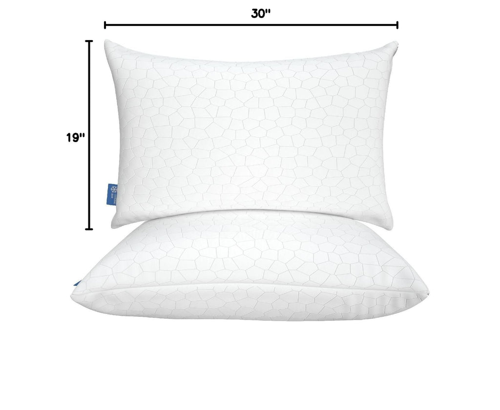 QUTOOL Cooling Pillow for Sleeping, CertiPUR-US Shredded Memory Foam Queen Pillows Set of 2, Cool Pillow for Hot Sleepers Adjustable Firm Pillow for Side, Back, Stomach Sleepers Soft Yet Support,White