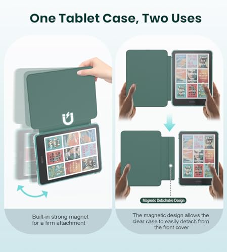 MoKo Magnetic Case for 7" Kindle Paperwhite 12th Gen& Colorsoft,Jade Green | Detachable,Ultra Clear Back, Scratch-Proof, Light Shell Cover, Auto Wake/Sleep,for Kindle Paperwhite& Colorsof 2024/2025