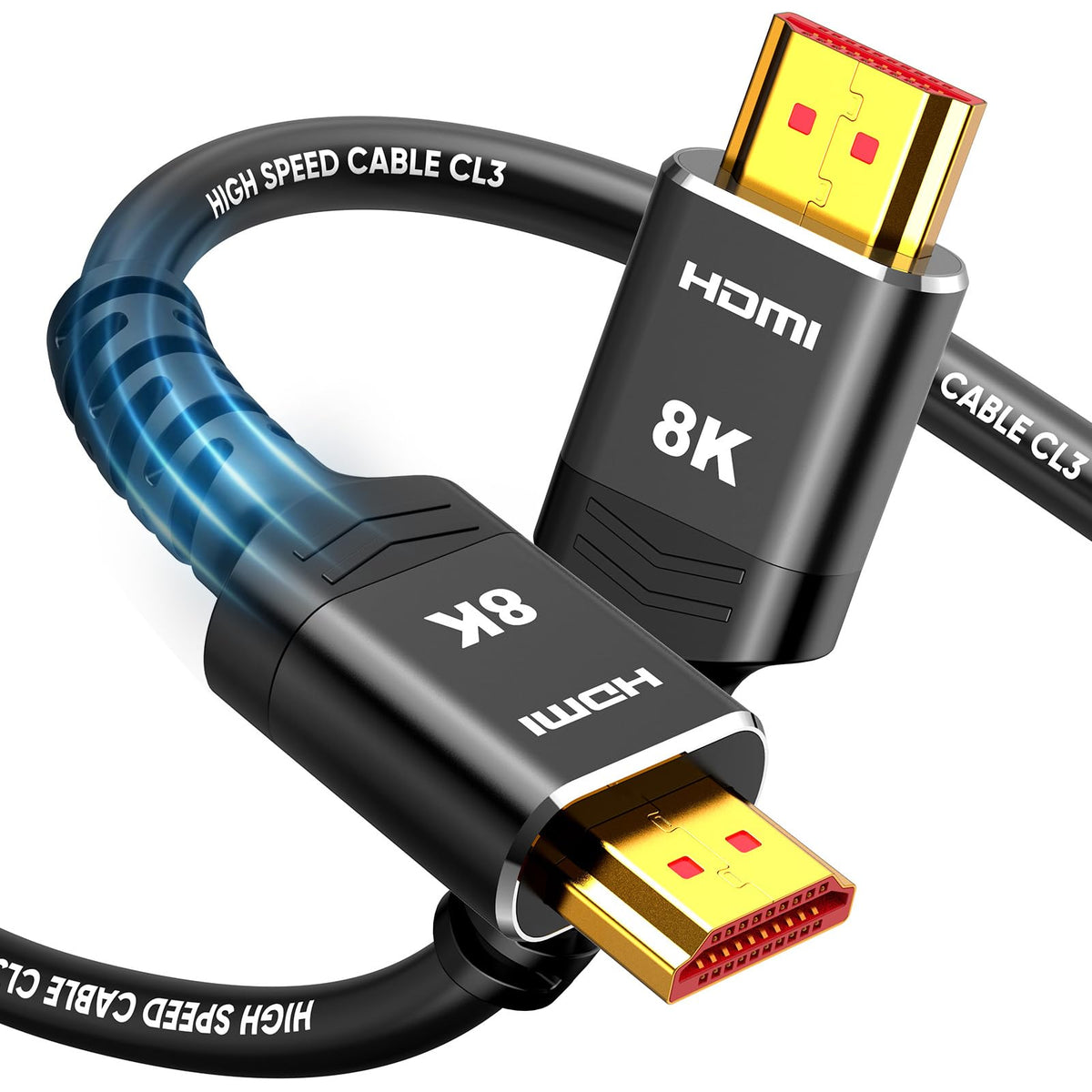 Highwings Long HDMI Cable 15 FT, 10K 8K 4K@240Hz Durable in-Wall CL3 Rated | Ultra High Speed HDMI 2.1 Cord, 48Gbps 144Hz 120Hz, Fit, eARC, HDCP, Ethernet, Compatible for Gaming Consoles PS5 Mini PC TV