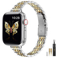MioHHR Slim Metal Band Compatible with Apple Watch Bands 42/41/40/38mm | Thin Luxury Stainless Steel iWatch Bands Series 12/11/10/9/8/7/6/5/4/3/2/1/SE3/SE2/SE for Women,Silver/Gold