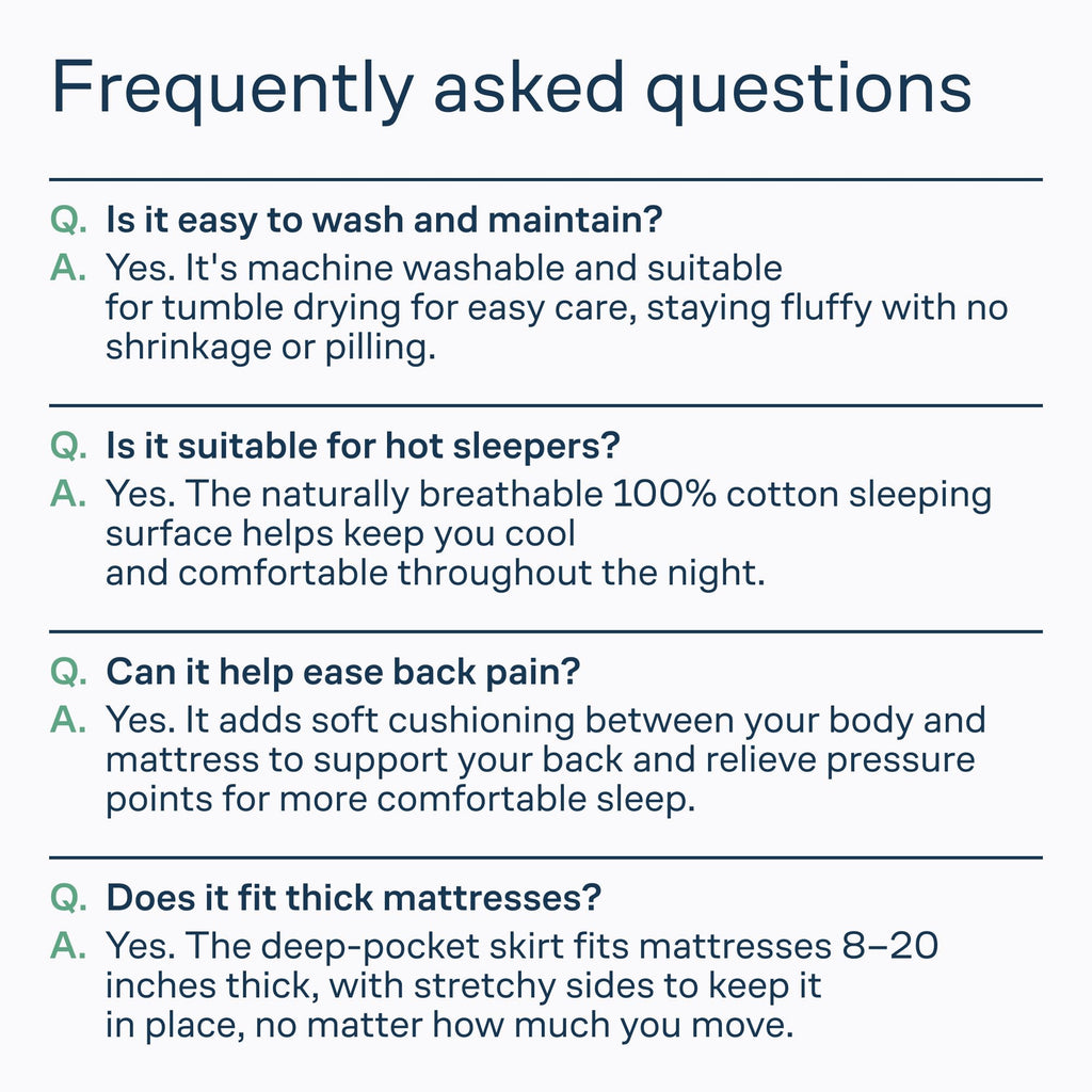 Niagara Sleep Solution 100% Cotton Top Queen Size Mattress Pad, Pillow Top | Cloud-Like Soft Mattress Topper, Breathable Cover, 20" Deep Pocket, Back Pain Relief, Perfect for Hot Sleepers, White