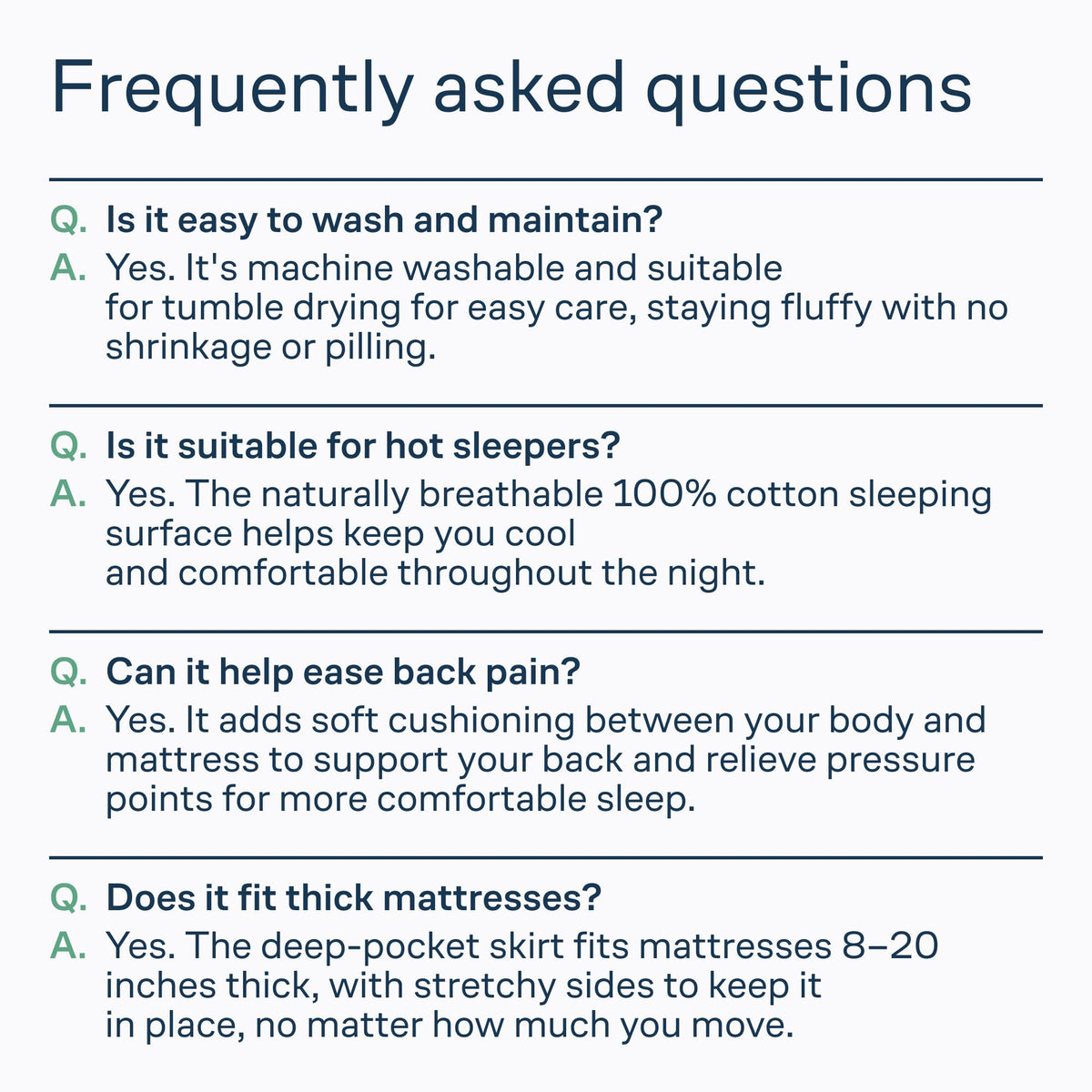 Niagara Sleep Solution 100% Cotton Top Queen Size Mattress Pad, Pillow Top | Cloud-Like Soft Mattress Topper, Breathable Cover, 20" Deep Pocket, Back Pain Relief, Perfect for Hot Sleepers, White