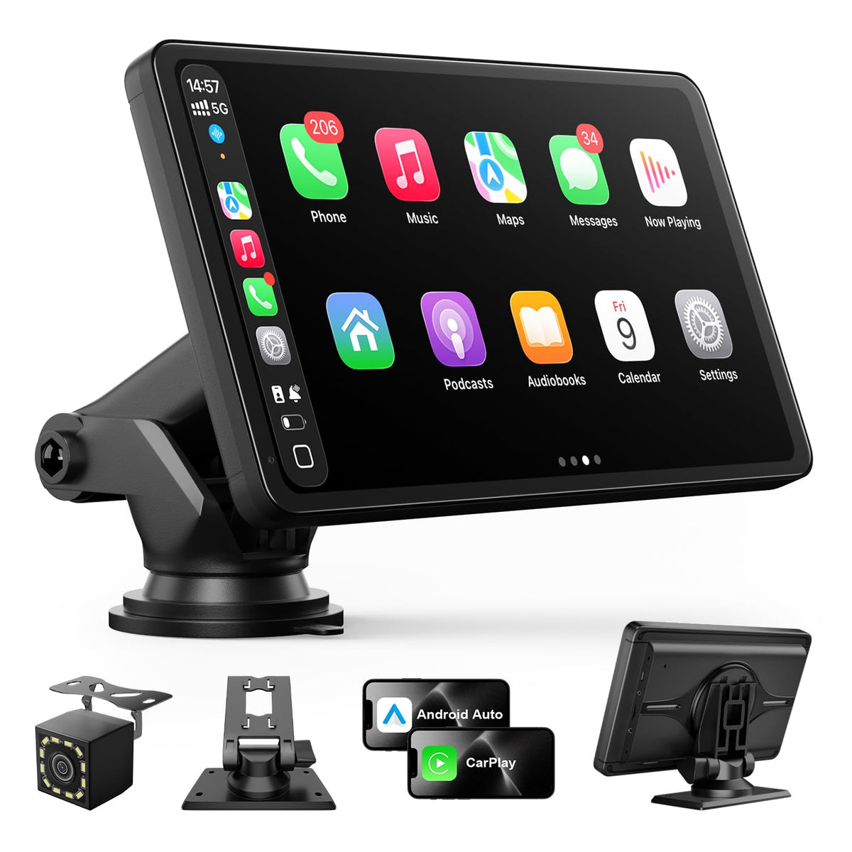 Carplay Screen for Car, 7" Wireless Apple Carplay & Android Auto | Car play with 1080P Backup Camera, GPS Navigation, Voice Control, Mirror Link, FM/AUX Audio, Plug & Play