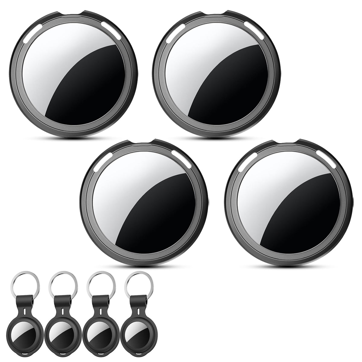 4 Pack Tracker Tags Item Finder for Apple Find My MFi Certified iOS Only | Waterproof Bluetooth Key Finder with Replaceable Battery Worldwide Tracking for Keys Wallets Bags Luggage Pets Dogs Cats