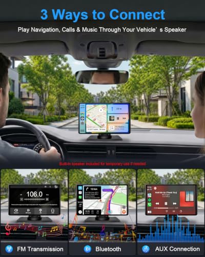 9" CarPlay Screen for Car, Wireless Apple CarPlay & Android Auto | with 1080P Backup Camera, Night Vision, Mirror Link, Voice Control, Bluetooth/FM/AUX Audio, Portable Touchscreen Display